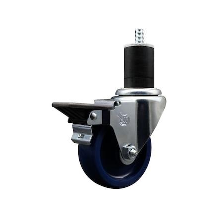 Service Caster 3.5'' Solid Poly Swivel 1-3/4'' Expanding Stem Caster with Brake SCC-EX20S3514-SPUS-PLB-134